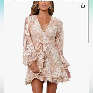 Floral Lace Faux Wrap Dress
